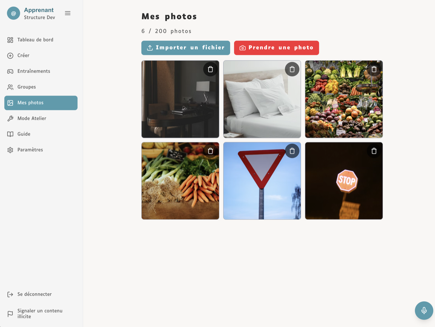 Apprenant — mes photos